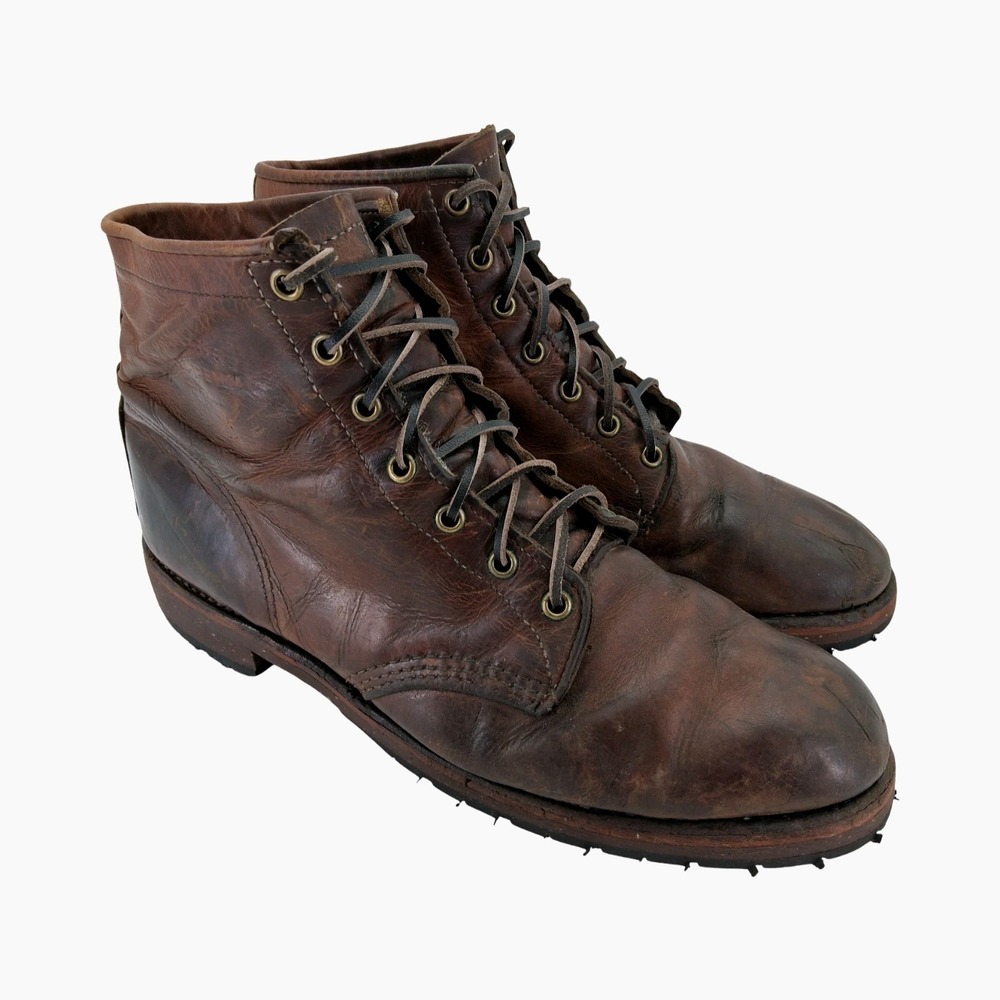 Chippewa Boots Mens Size 101 D Brown Leather Combat Lace Up Ankle Vibram USA
